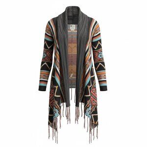 Billabong Southwest Fringe Cascade Duster L Southwestern Beach Night Cardigan